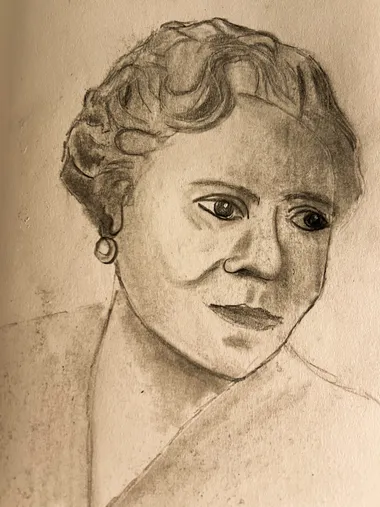 Florence Price in charcoal, turned three-quarters toward the viewer